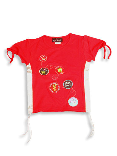 Miss Jeans Big Girls Short Sleeve Fun Decorative Trendy Tee T Shirt Top, 42471