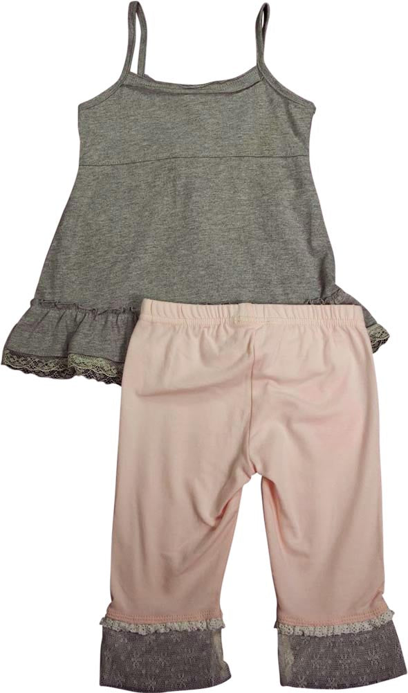 Mish Baby Infant Newborn Girls 2 Piece Sleeveless Capri Pant Set - 100% Cotton