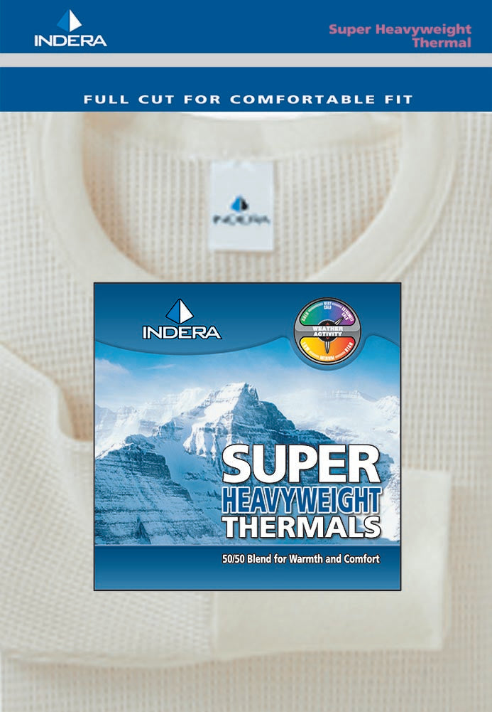 Indera Mens Regular, Big & Tall Long Sleeve Ultra Heavy Thermal Underwear Top, 34175