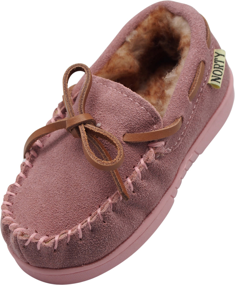 NORTY Toddler Boys Girls Unisex Suede Leather Moccasin Slip on Slippers