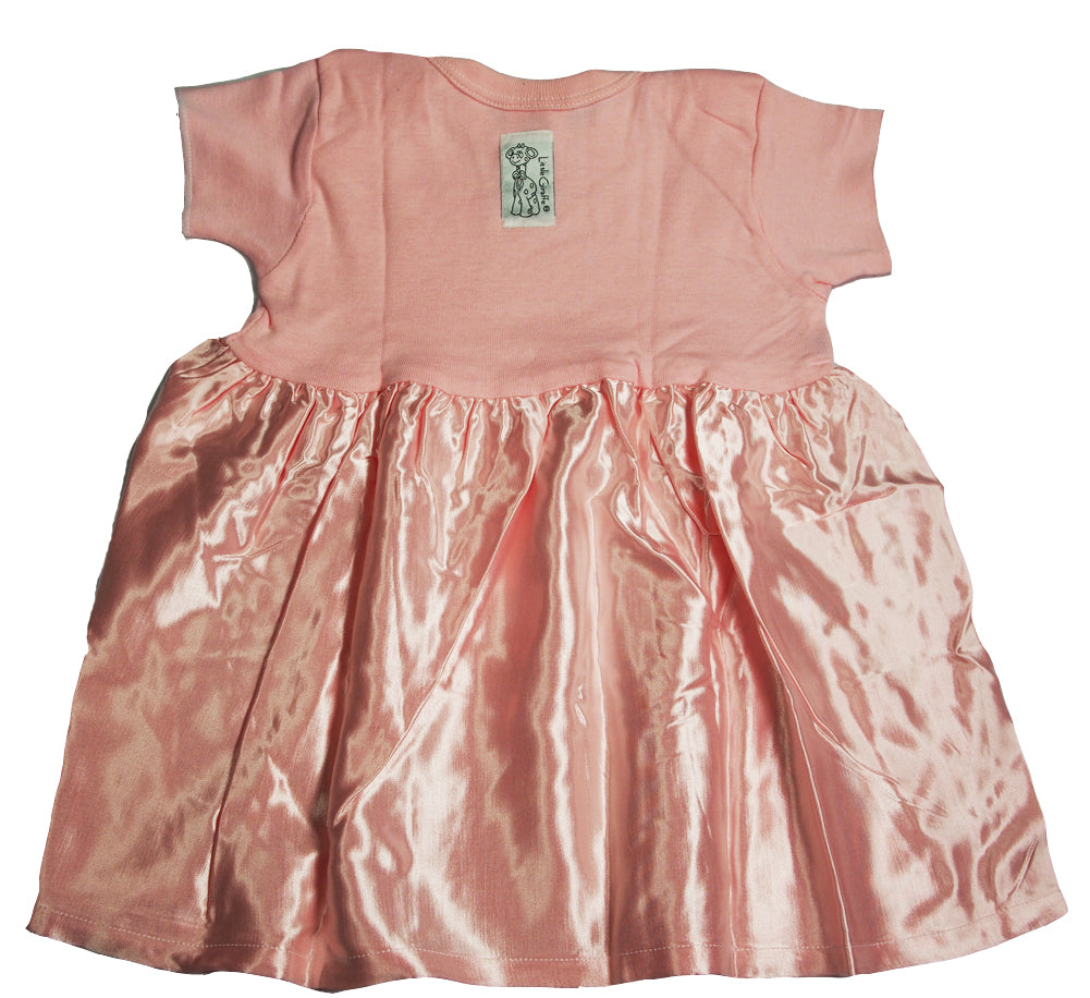 Little Giraffe Baby Newborn Infant Girls Short Sleeve Cotton & Satin Dress