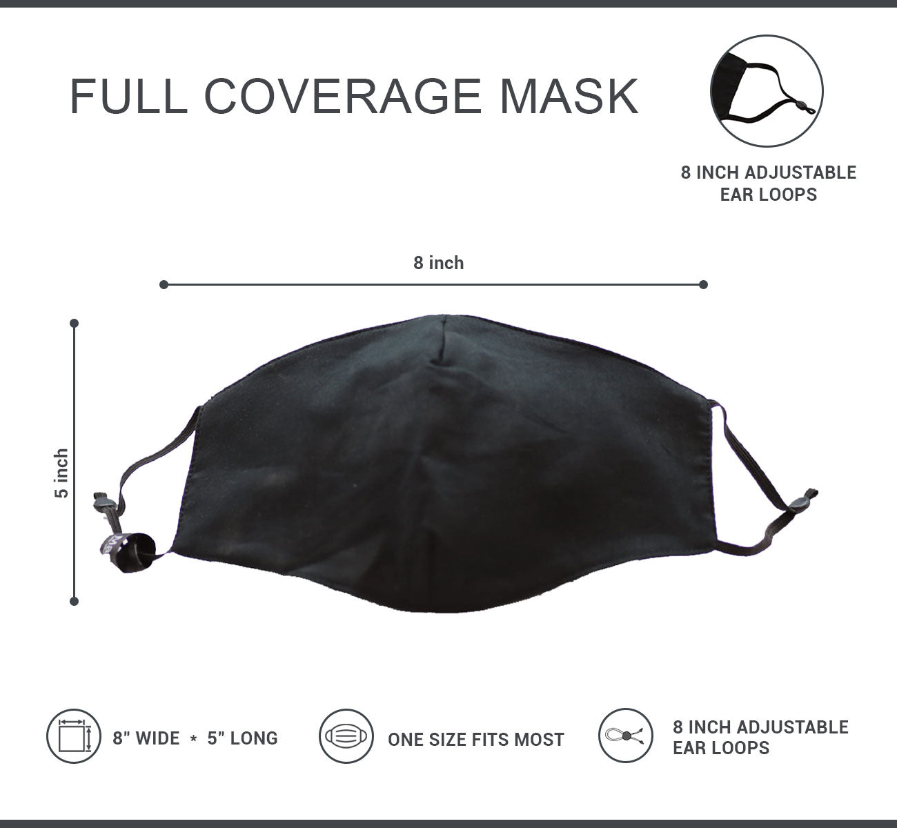 Norty Adult 3 Layer Washable Reusable Soft Cotton Fabric Adjustable Mask - Ships from NJ Cloth Face Cover (3 Pack)