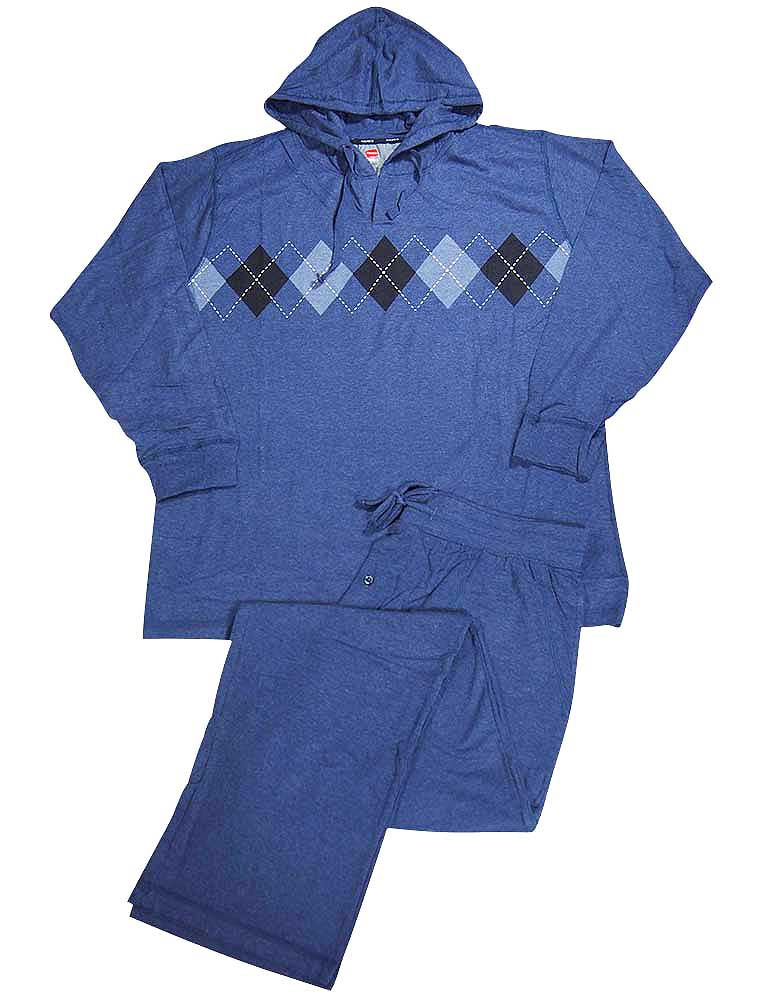 Hanes Mens Big & Tall 2 Piece Long Sleeve Hoodie & Pant Sleep Lounge Pajama Set, 37545