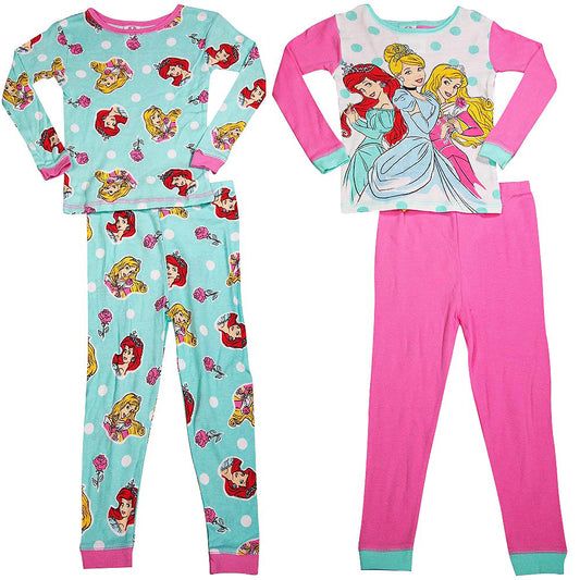 Disney Princess Girls Long Sleeve Long Leg Pajama Sleep Set, 38288