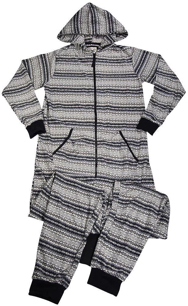 Men's Plush Fleece Hooded One Piece Pajamas Union Suit Sleepwear, 38656