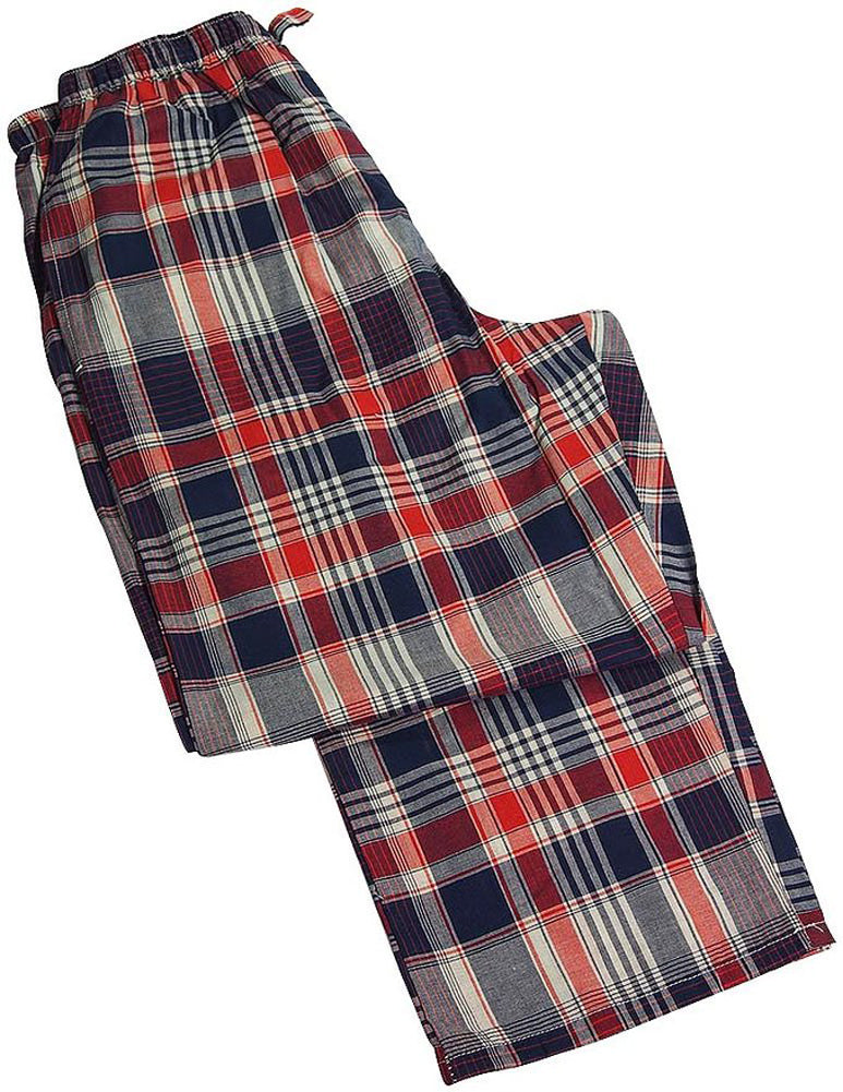 Weatherproof Mens Woven Plaid Broadcloth Sleep Lounge Elastic Waist Pants