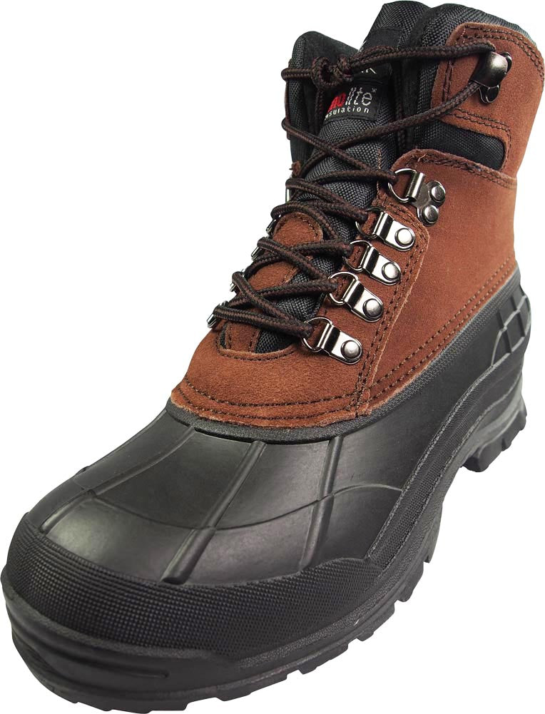 Men's Waterproof Fleece Faux Fur Lined Leather Thermolite Insulated Snow Boot, 39263
