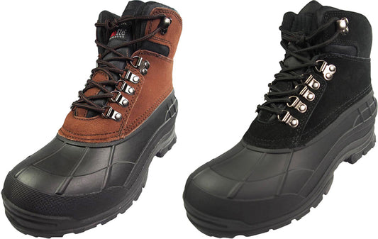Men's Waterproof Fleece Faux Fur Lined Leather Thermolite Insulated Snow Boot, 39263
