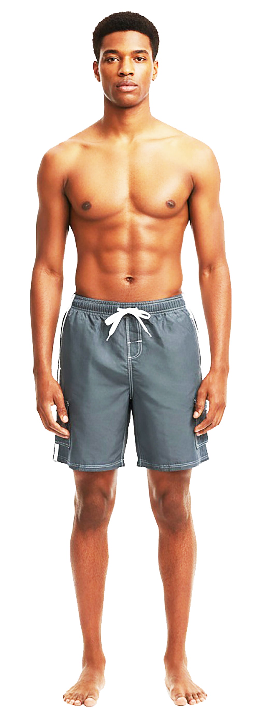 Norty Mens Drawstring Waist and Cargo Pockets Boardshort Swimsuit Swim Trunks