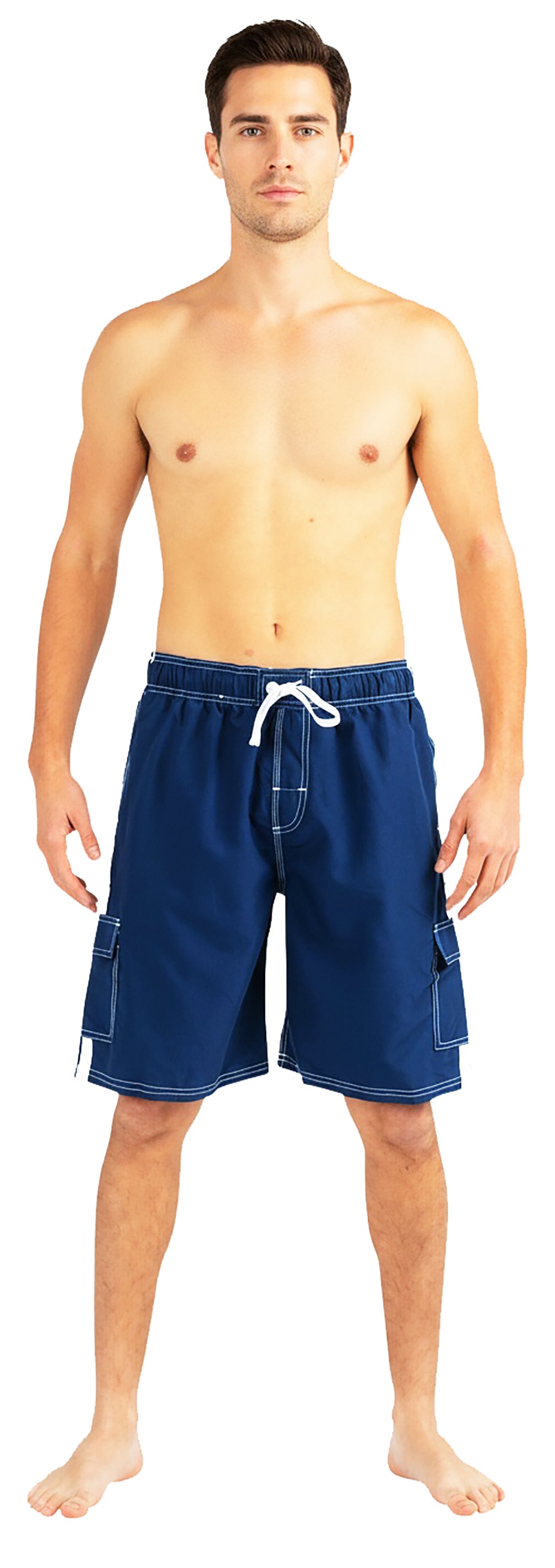 Norty Mens Drawstring Waist and Cargo Pockets Boardshort Swimsuit Swim Trunks
