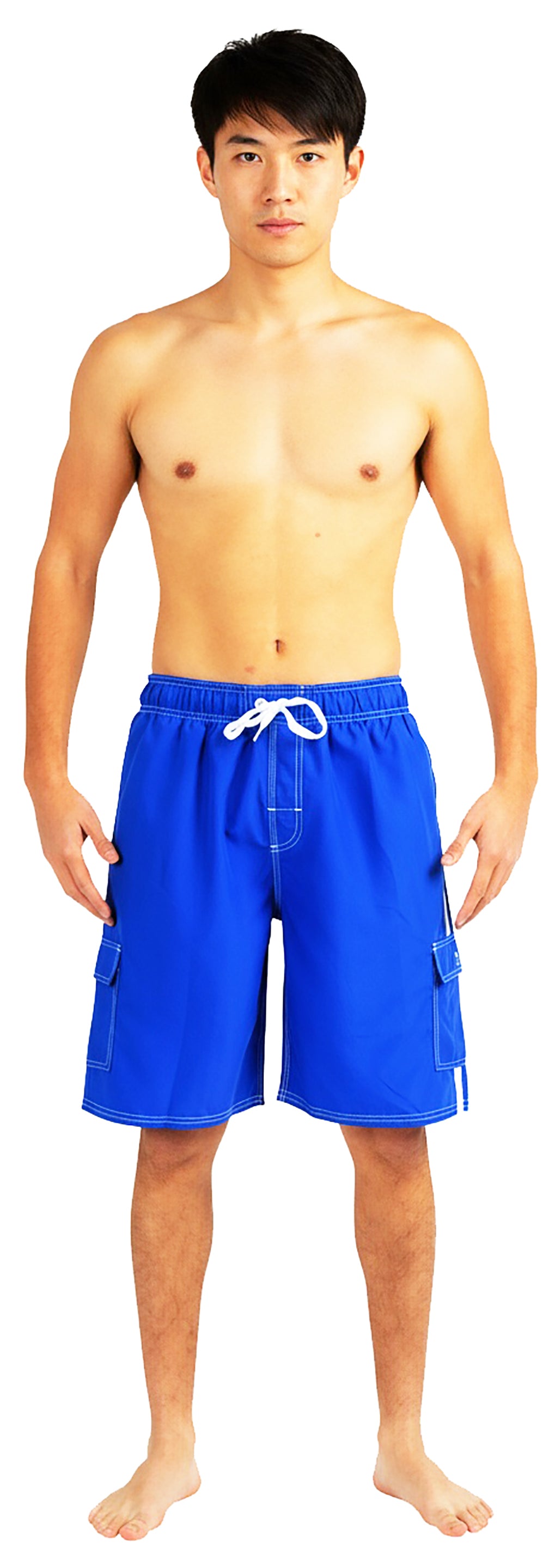 Norty Mens Drawstring Waist and Cargo Pockets Boardshort Swimsuit Swim Trunks