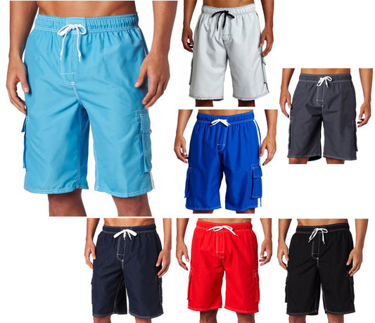 New Slightly Irregular Norty Mens Cargo Striped Boardshort Swim Trunks, 39680