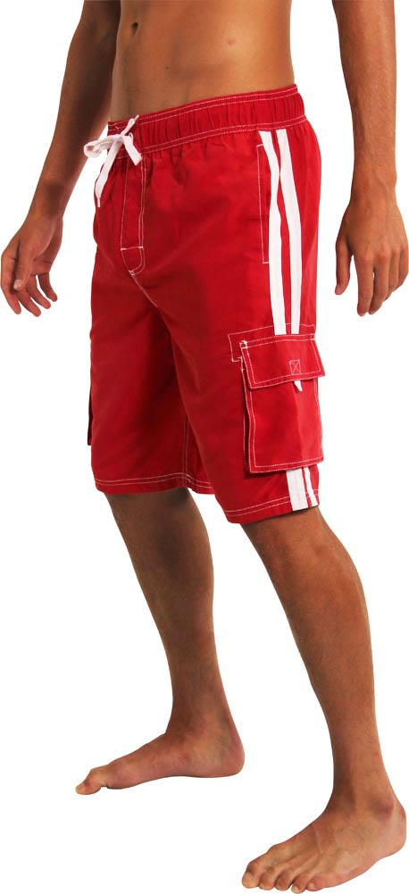 New Slightly Irregular Norty Mens Cargo Striped Boardshort Swim Trunks, 39680