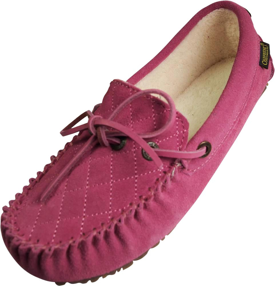 Old Friend Womens Molly Suede Moccasin Slip On Terry Cloth Lining Slipper, 39841