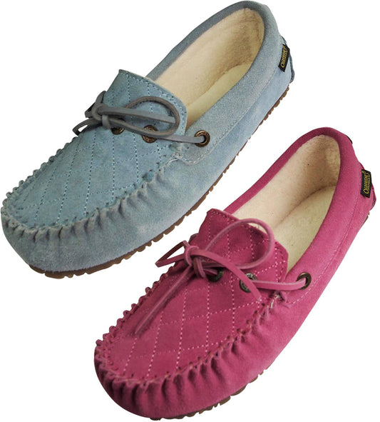 Old Friend Womens Molly Suede Moccasin Slip On Terry Cloth Lining Slipper, 39841