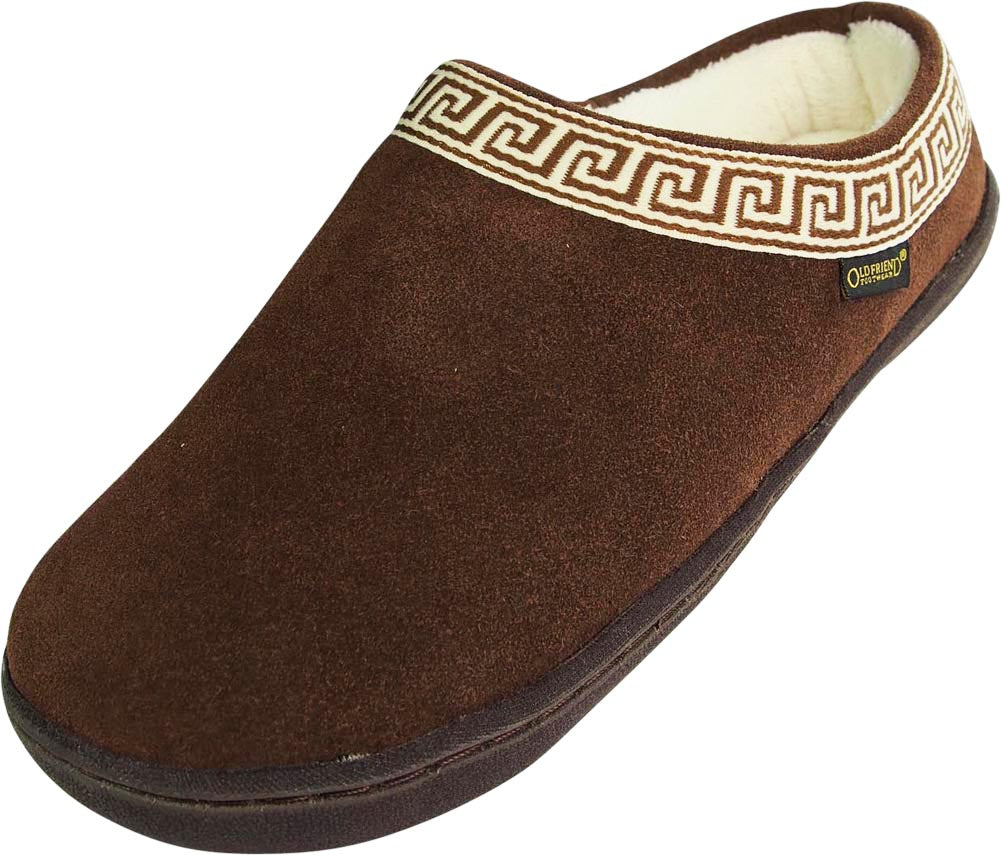 Old Friend Womens Emma Suede Slip On Terry Cloth Lining Rubber Sole Slipper, 39843