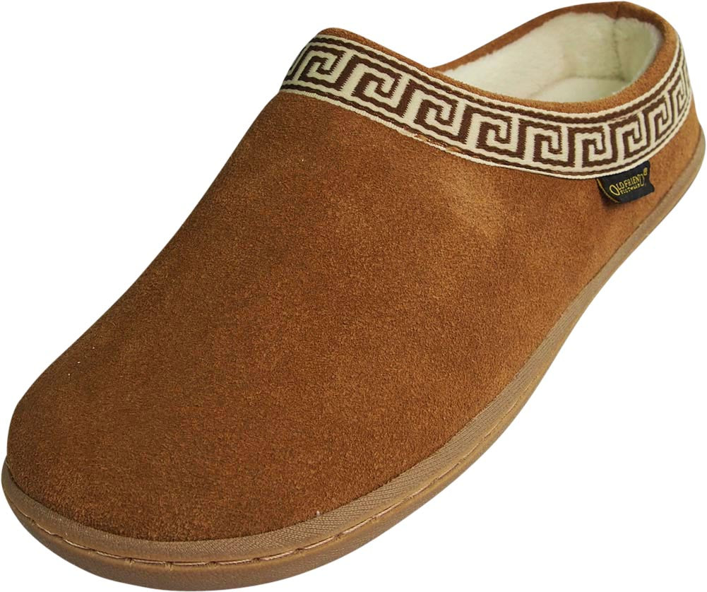 Old Friend Womens Emma Suede Slip On Terry Cloth Lining Rubber Sole Slipper, 39843