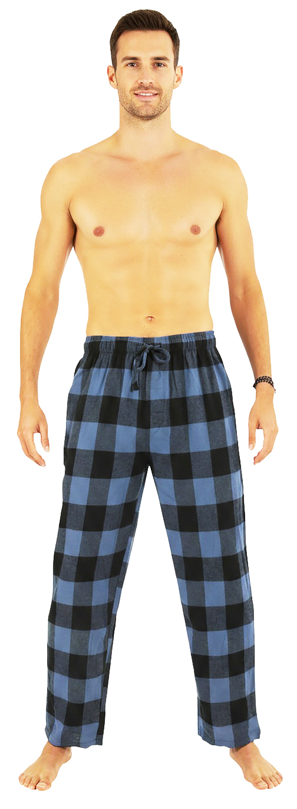 Norty Mens Flannel Pajama Pants Lounge Sleep Pant - Plaids and Solids, Cotton Blend