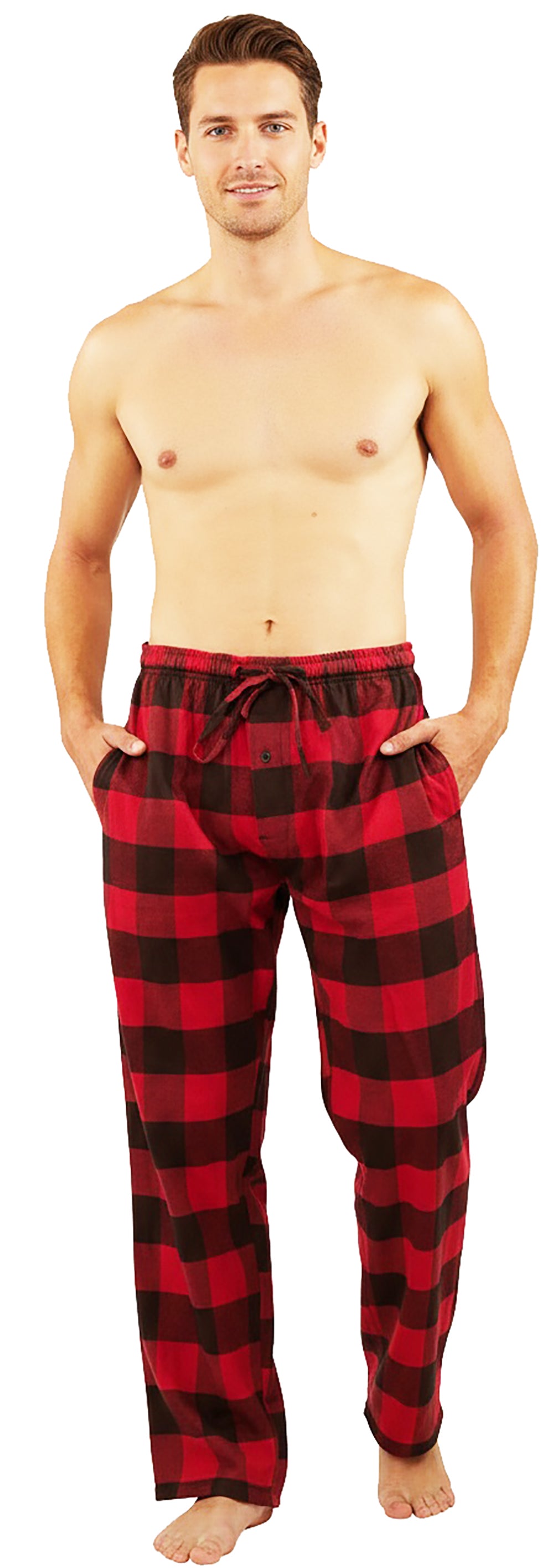 Norty Mens Flannel Pajama Pants Lounge Sleep Pant - Plaids and Solids, Cotton Blend