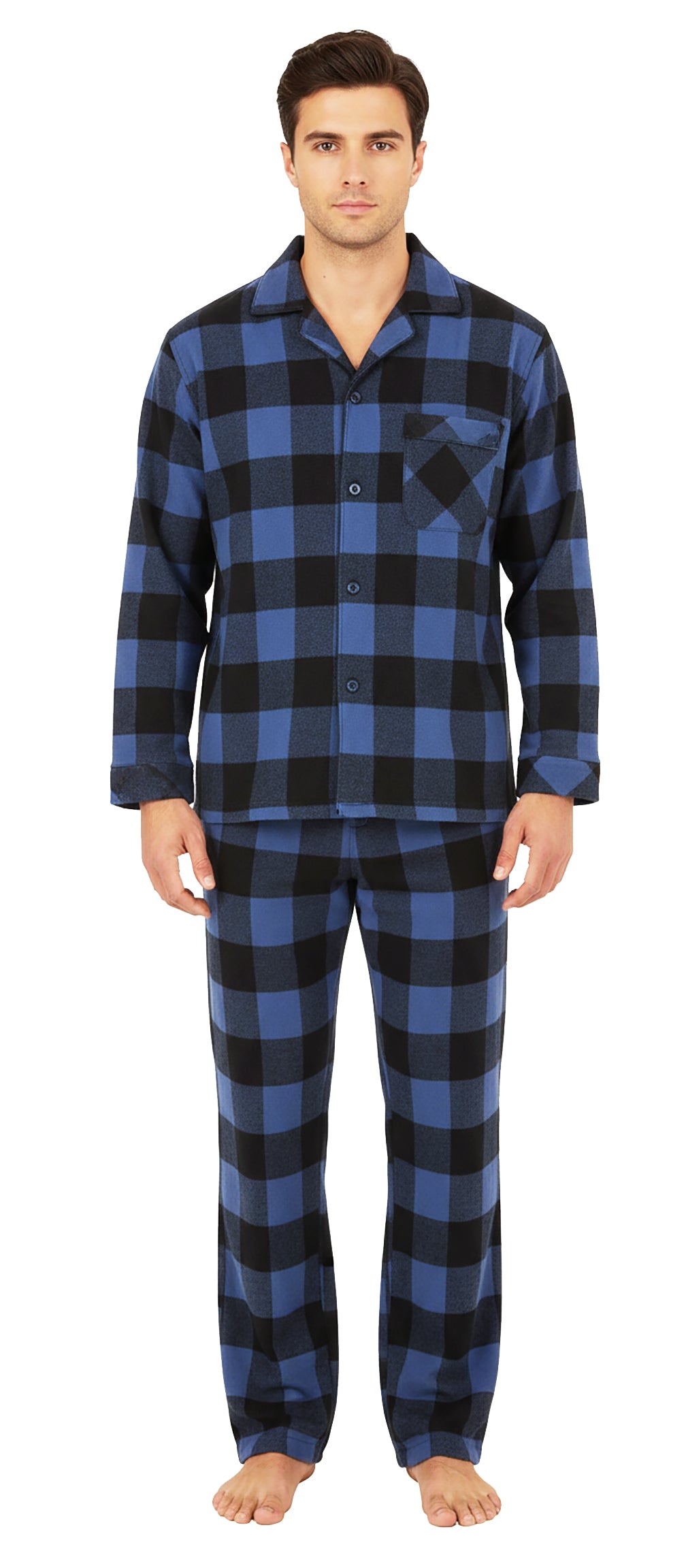 Norty Mens Cotton Blend Yarn Flannel Pajama Lounge Sleep Sets