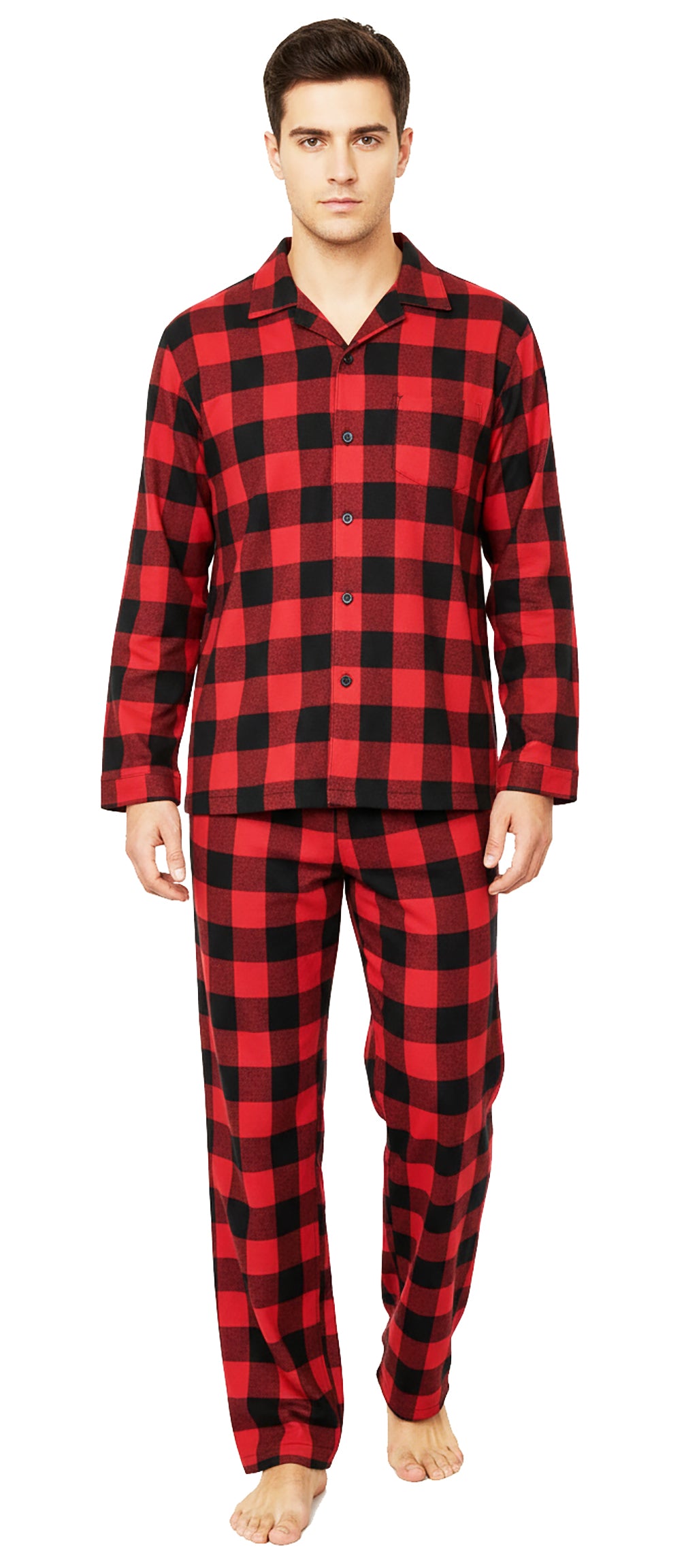 Norty Mens Cotton Blend Yarn Flannel Pajama Lounge Sleep Sets