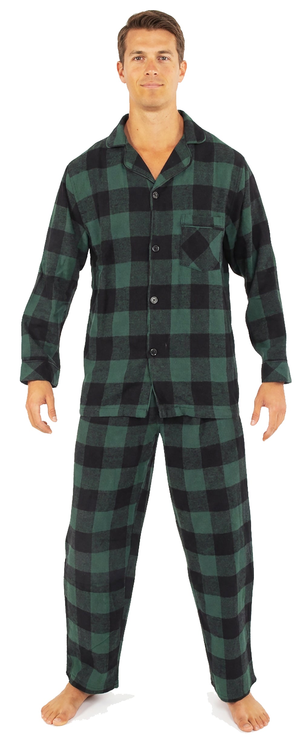 Norty Mens Cotton Blend Yarn Flannel Pajama Lounge Sleep Sets - 16 Prints Available