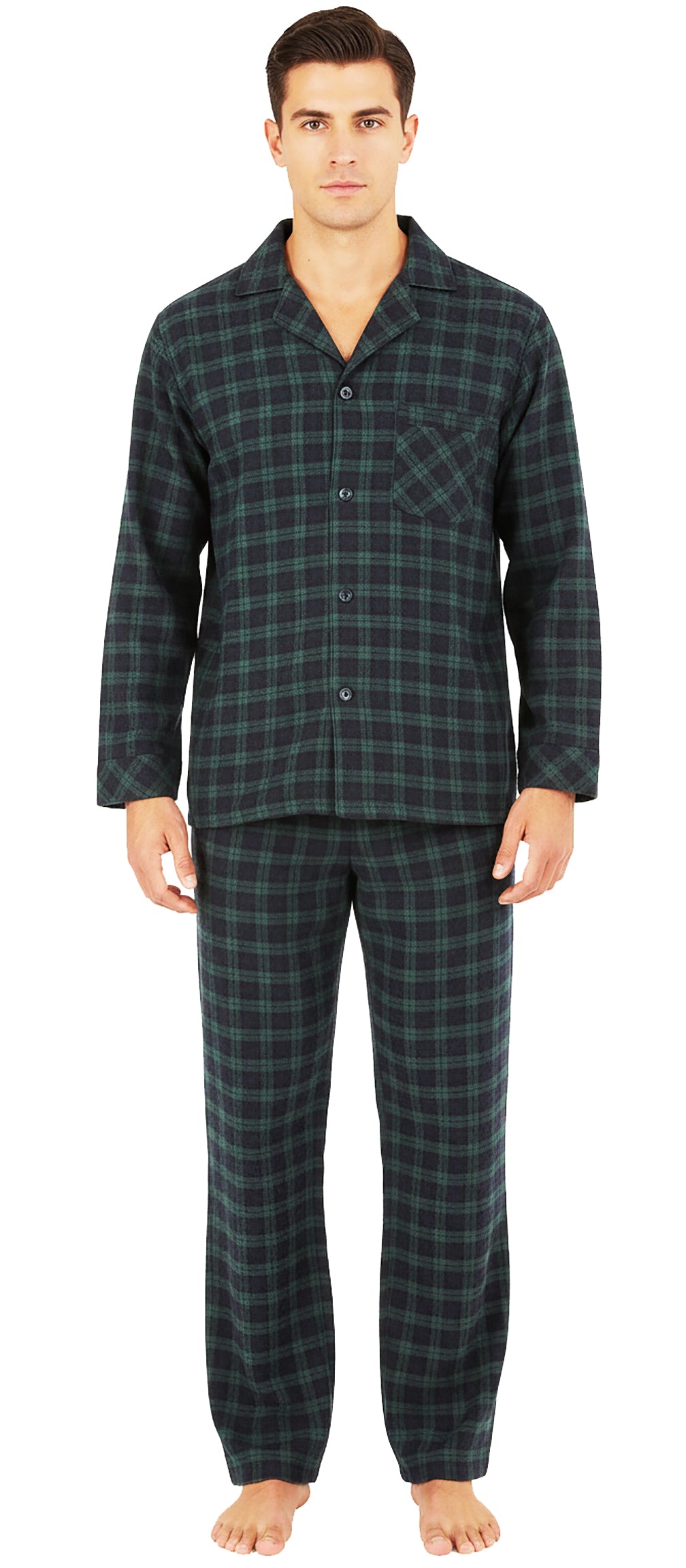 Norty Mens Cotton Blend Yarn Flannel Pajama Lounge Sleep Sets - 16 Prints Available
