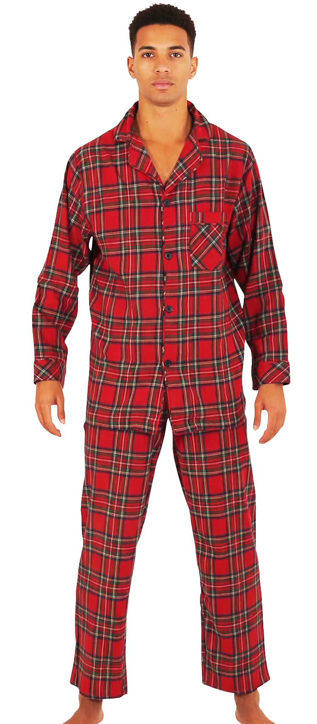 Norty Mens Cotton Blend Yarn Flannel Pajama Lounge Sleep Sets - 16 Prints Available