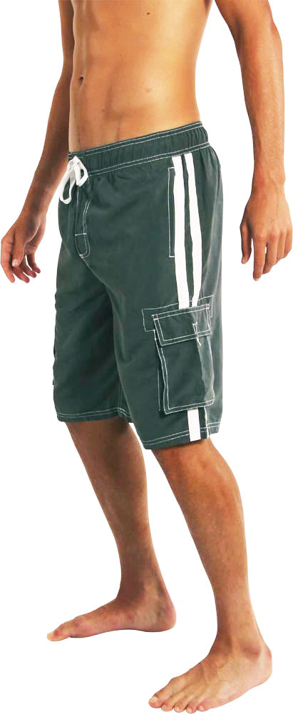 New Slightly Irregular Norty Mens Cargo Striped Boardshort Swim Trunks, 39680
