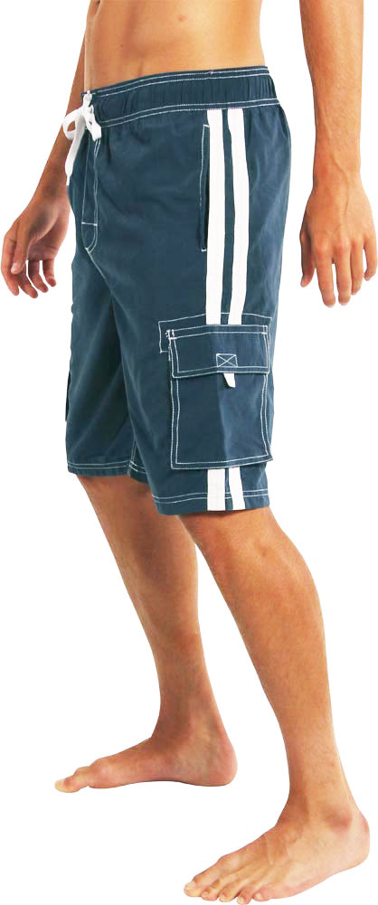 New Slightly Irregular Norty Mens Cargo Striped Boardshort Swim Trunks, 39680