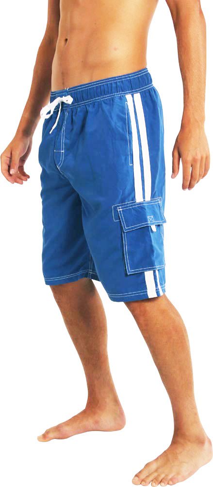 New Slightly Irregular Norty Mens Cargo Striped Boardshort Swim Trunks, 39680