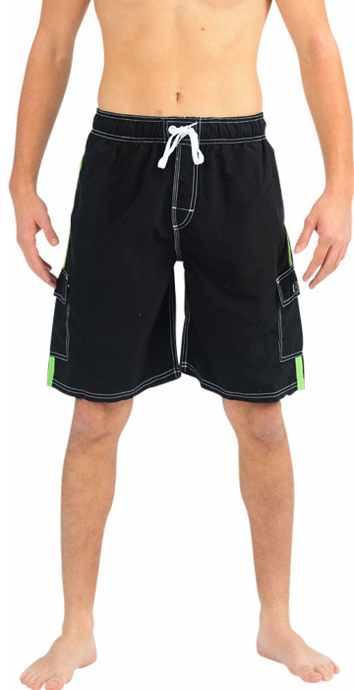 New Slightly Irregular Norty Mens Cargo Striped Boardshort Swim Trunks, 39680