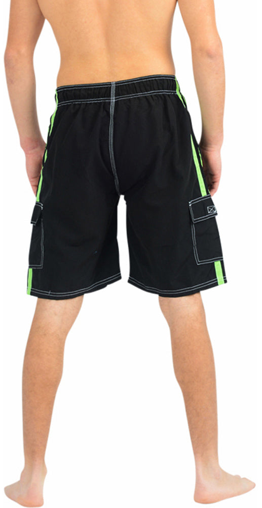New Slightly Irregular Norty Mens Cargo Striped Boardshort Swim Trunks, 39680