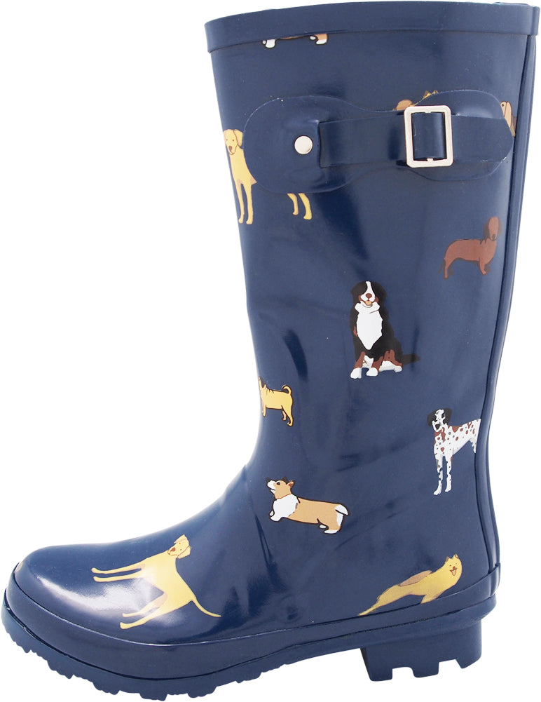 Norty Women's Hurricane Wellie - Glossy Matte Mid-Calf Rainboots - IRREGULARS, 41240