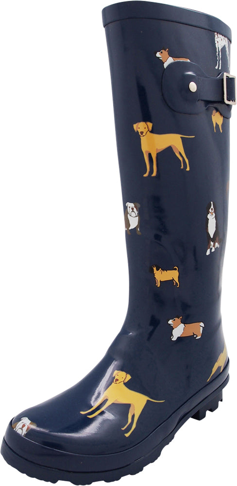 Norty Women's Hurricane Wellie - Glossy Matte Hi-Calf Rainboots - IRREGULARS, 41241