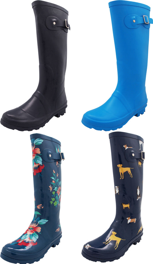 Norty Women's Hurricane Wellie - Glossy Matte Hi-Calf Rainboots - IRREGULARS, 41241