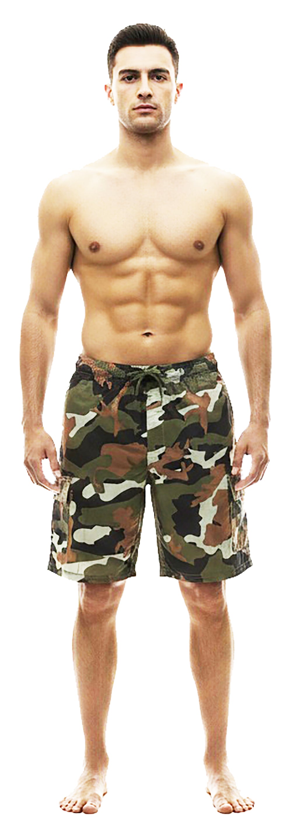 Norty Mens Drawstring Waist and Cargo Pockets Boardshort Swimsuit Swim Trunks