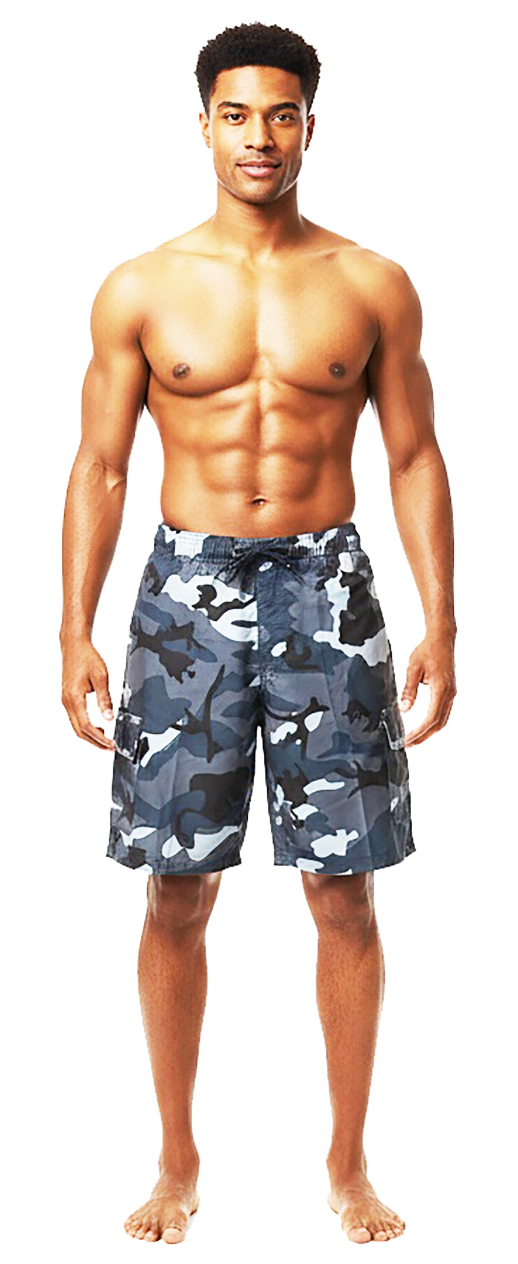 Norty Mens Drawstring Waist and Cargo Pockets Boardshort Swimsuit Swim Trunks