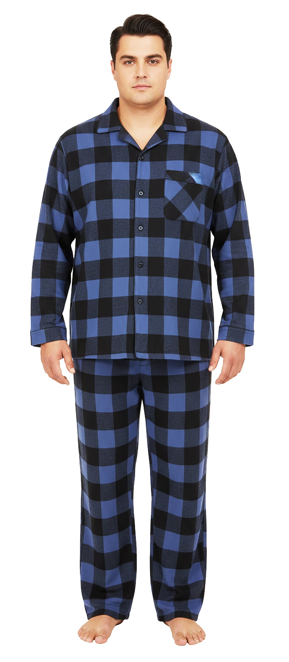 Norty Mens Cotton Blend Yarn Flannel Pajama Lounge Sleep Sets