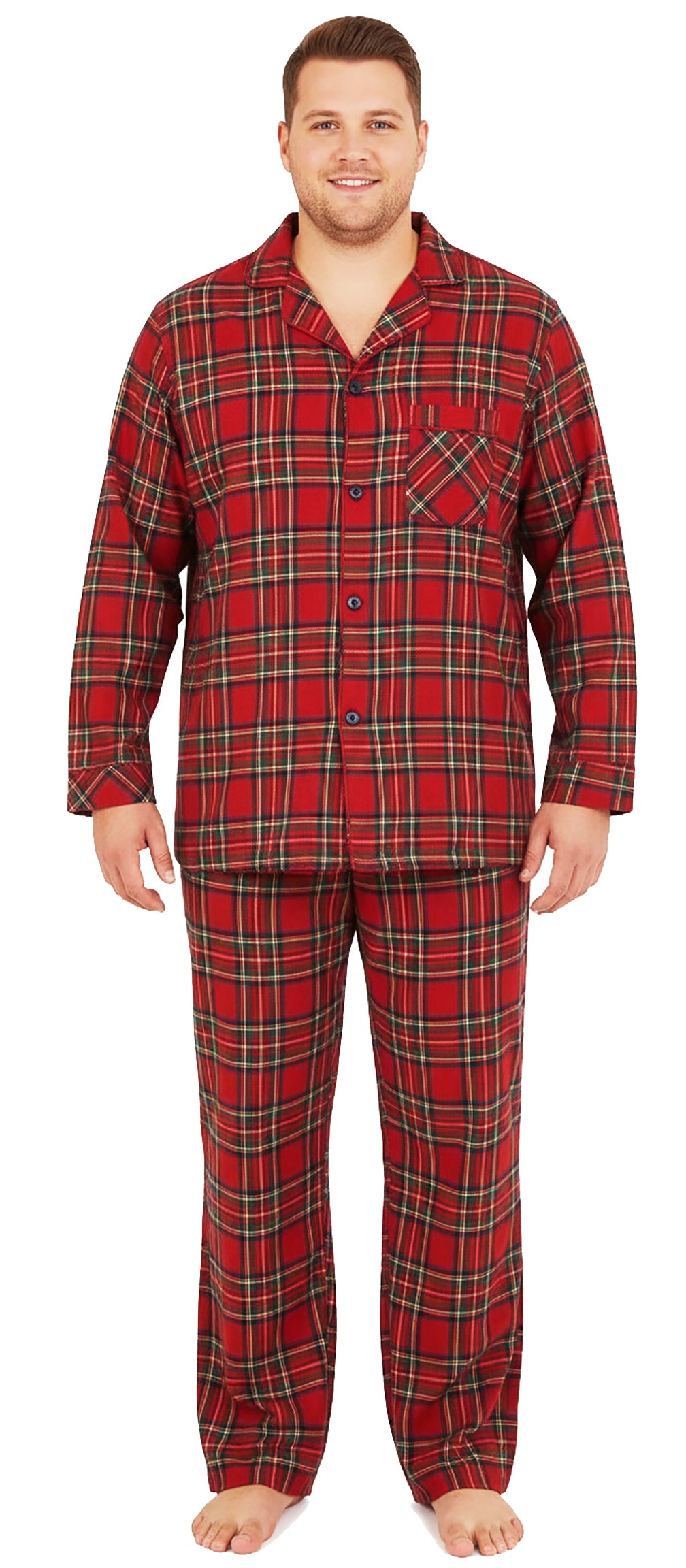 Norty Big Mens Cotton Blend Yarn Flannel Pajama Lounge Sleep Sets - 3XL to 5XL