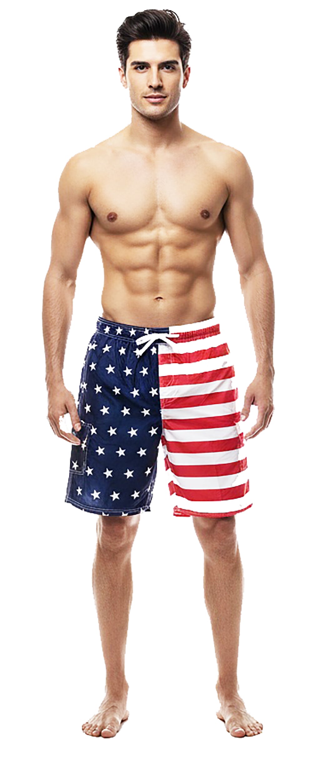 Norty Mens Drawstring Waist and Cargo Pockets Boardshort Swimsuit Swim Trunks