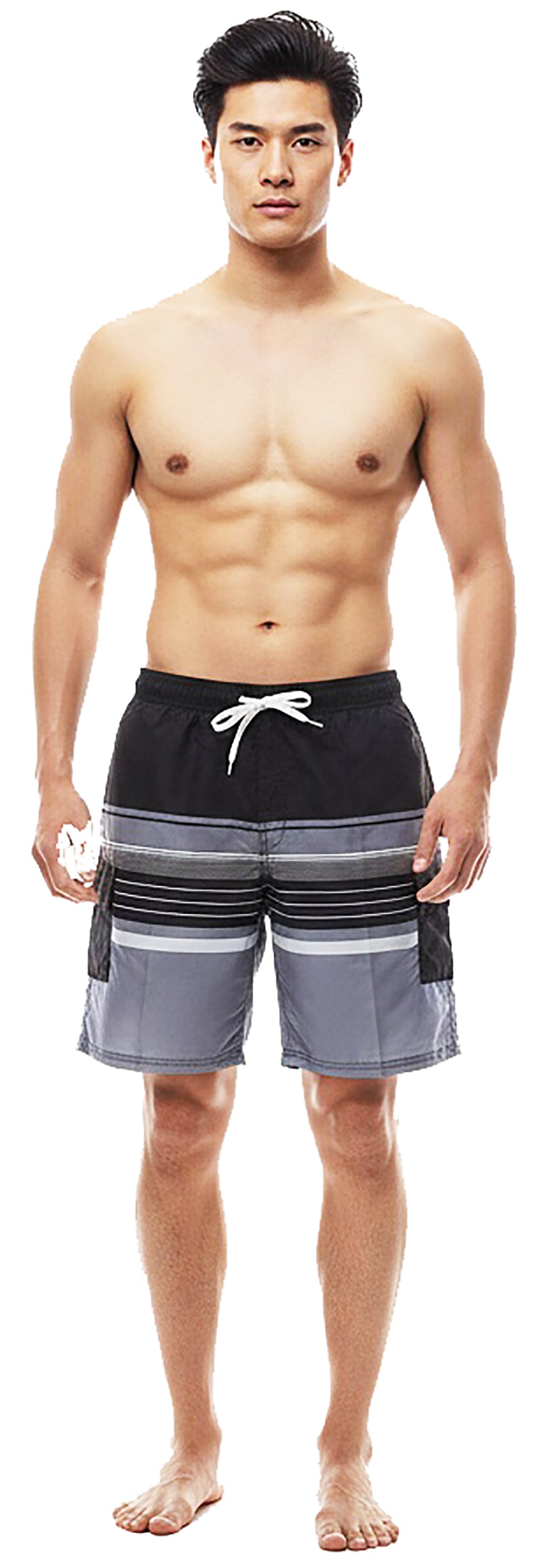 Norty Mens Drawstring Waist and Cargo Pockets Boardshort Swimsuit Swim Trunks