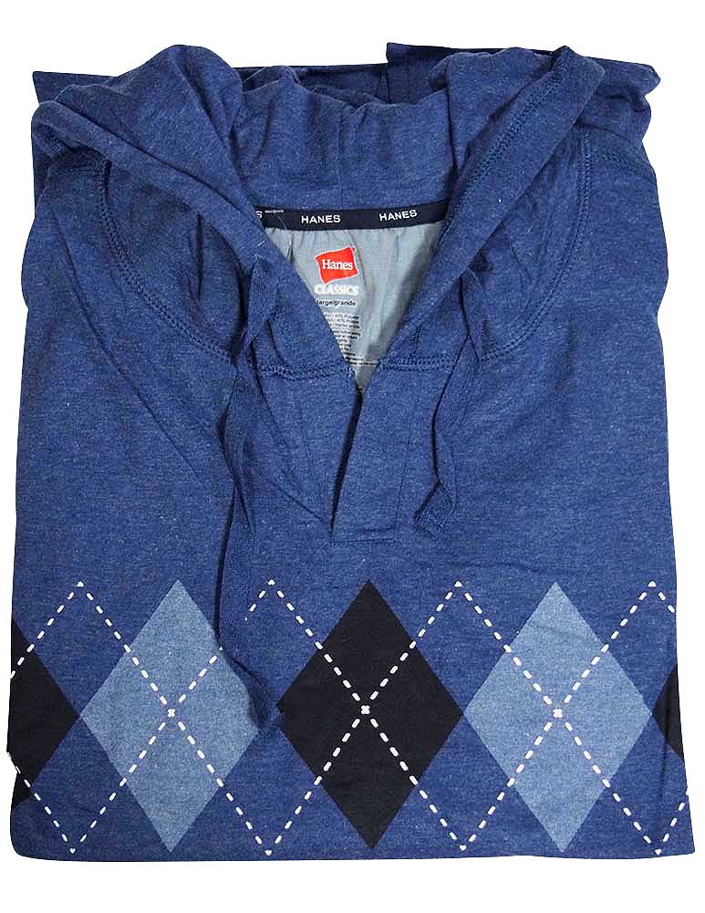 Hanes Mens Big & Tall 2 Piece Long Sleeve Hoodie & Pant Sleep Lounge Pajama Set, 37545