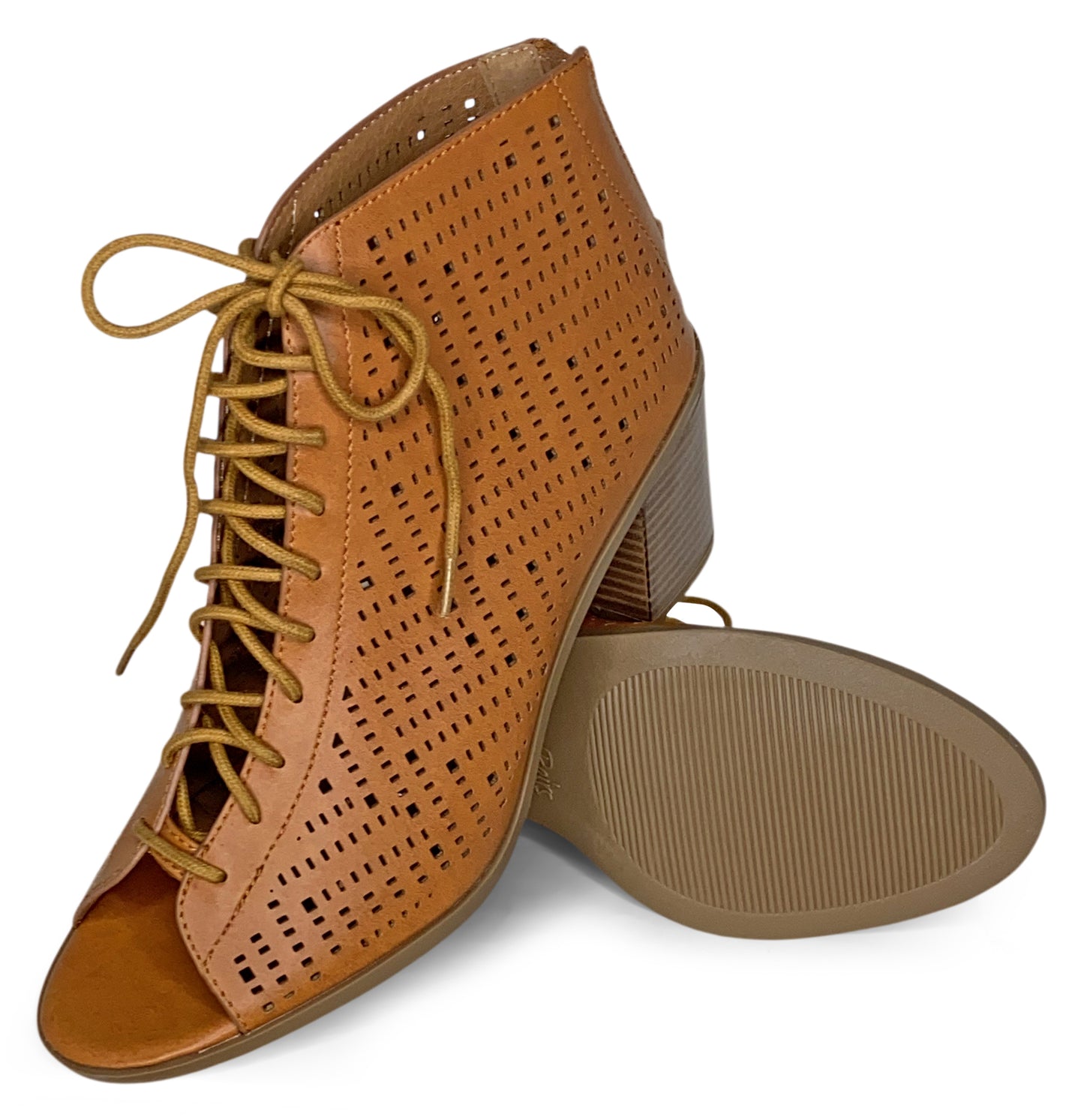 Dream Pairs Women's Egypt Open Toe Lace Up Ankle Bootie, 42489