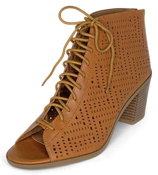 Dream Pairs Women's Egypt Open Toe Lace Up Ankle Bootie, 42489