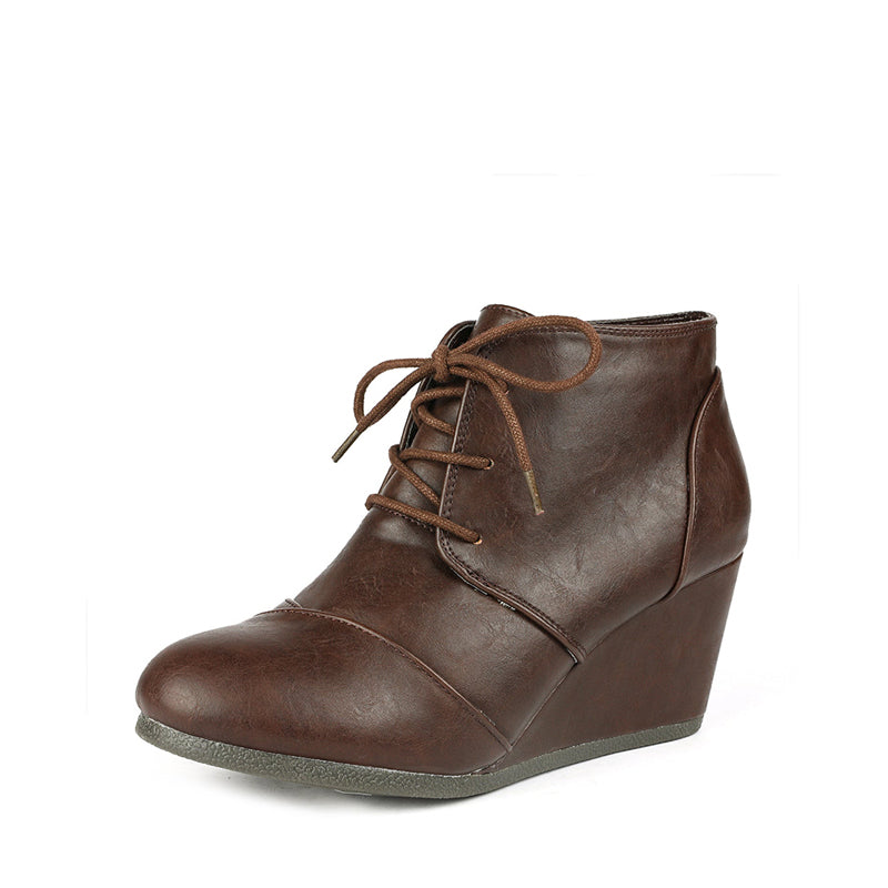 Dream Pairs Women's Tomson Lace Up Wedge Ankle Bootie, 42490