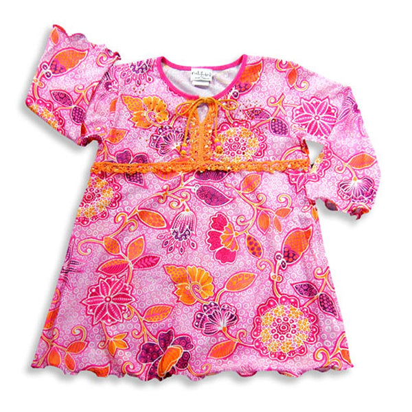 Rubbies Little Girls Long Sleeve Floral Print Dress