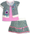 Baby Sara Toddler & Girls Short Sleeve Leopard Print Skirt Set