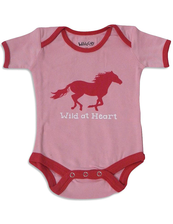 Wild and Cozy - Horse Print Cotton Onesie for Infant Baby Girls'