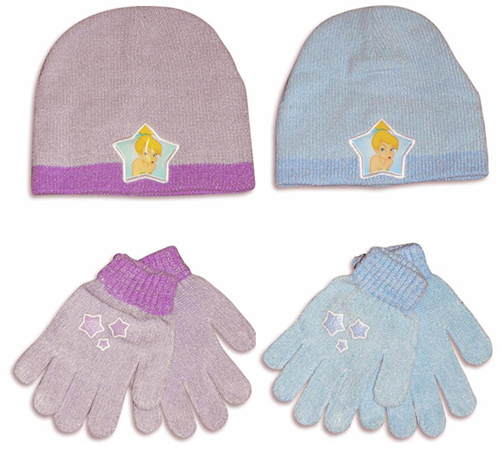 Disney Fairies Girl's Tinkerbell Chenille Hat & Mitten Set - One Size Fits Most